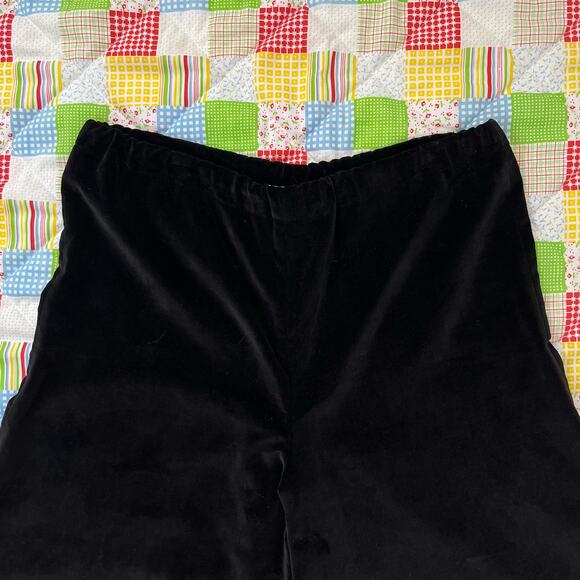 Vintage 70s Black‎ Velvet Palazzo Pants Cropped Wide Leg // Size Large or XL - Picture 3 of 4